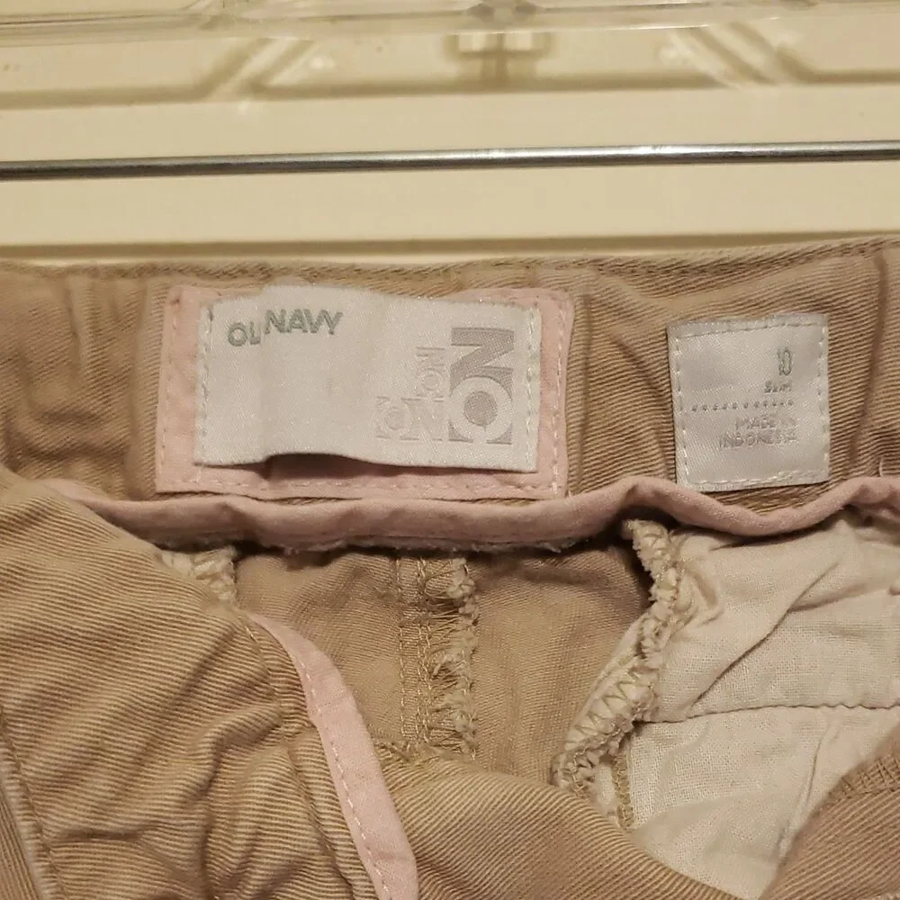 Old Navy Girl Tan Khaki Pants School Uniform Size 10 Slm Adjustable Waistband